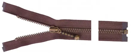 YKK Delbar Lynlås Antik Messing 60cm 4mm Brun